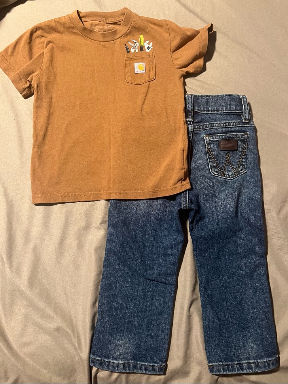 Toddler Boy Clothing Bundle Carhartt Shirt & Wrangler Jeans